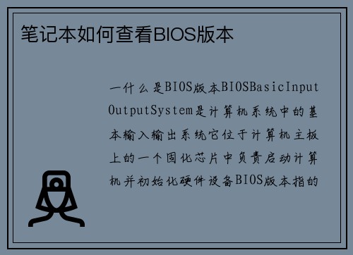 笔记本如何查看BIOS版本 笔记本如何查看BIOS版本